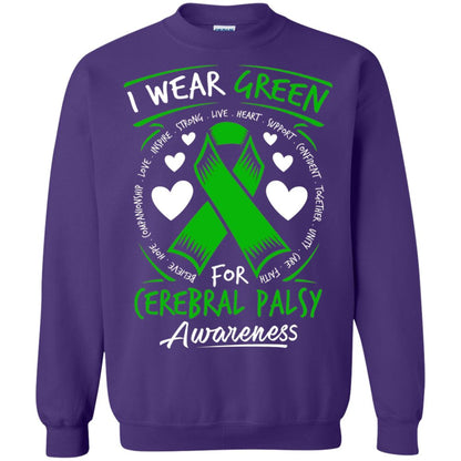 Cerebral Palsy Awareness T-shirt I Wear Green Purple