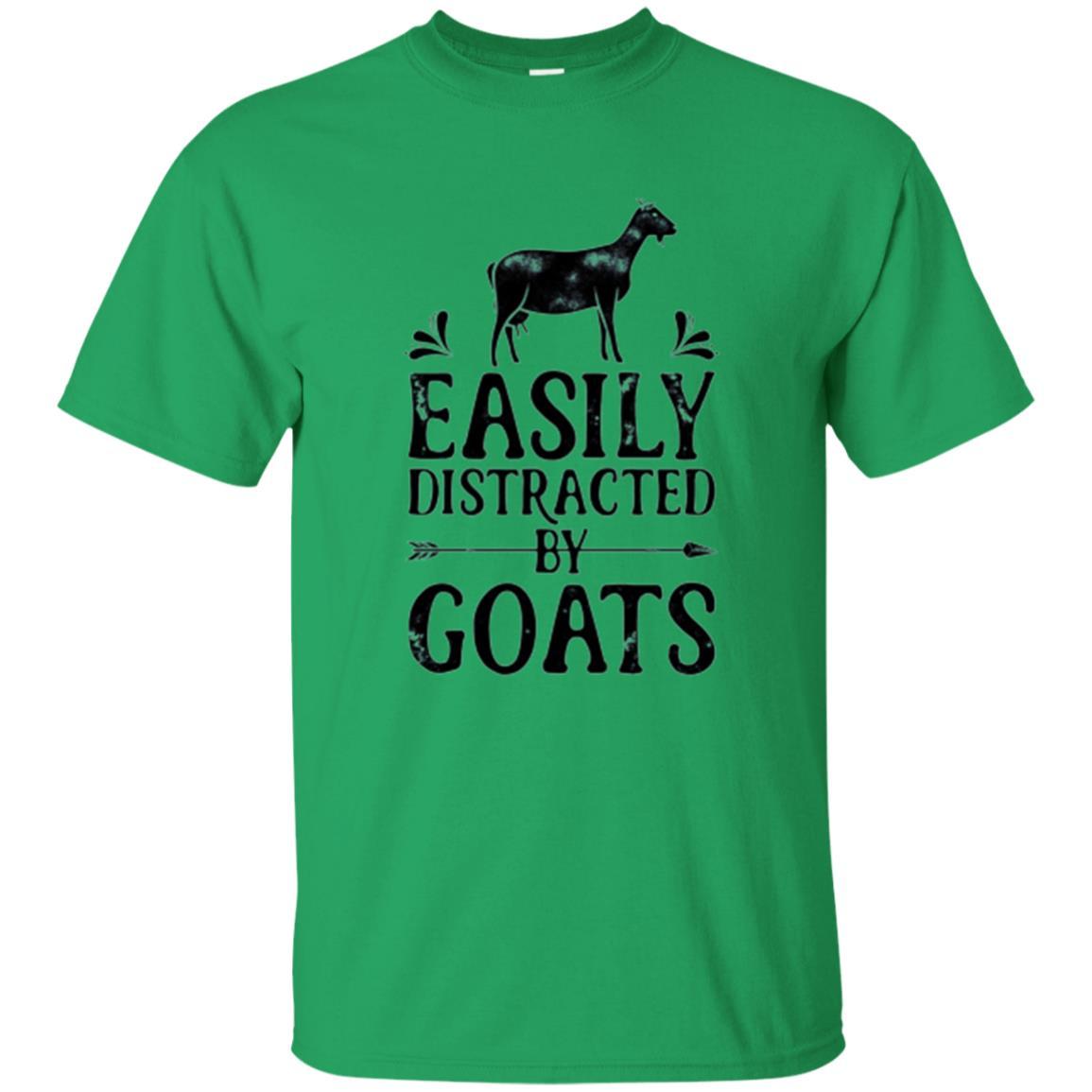 Goat Lover T-shirt Easily Distracted By Goats Irish Green