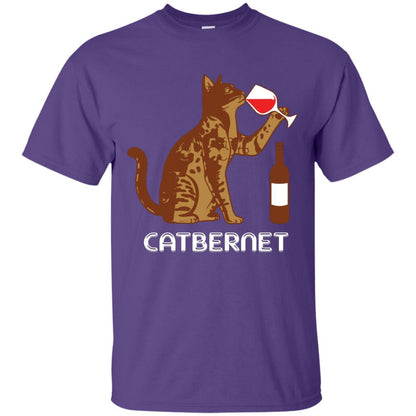 Cat Lovers T-shirt Catbernet Cat Wine Purple