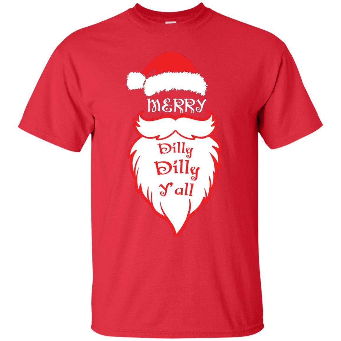 Christmas T-shirt Merry Dilly Dilly Y'all Red