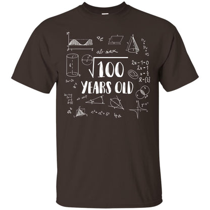 Square Root Of 100 10th Birthday 10 Years Old Math T-shirt Dark Chocolate