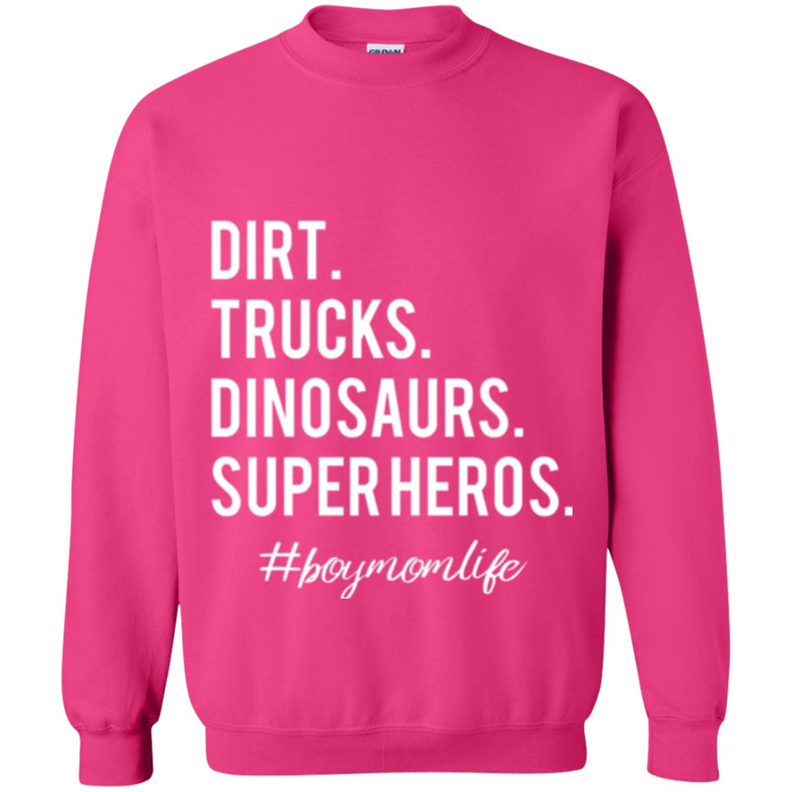 Dirt Trucks Dinosaurs Super Heros #boymomlife Mommy T-shirt Heliconia