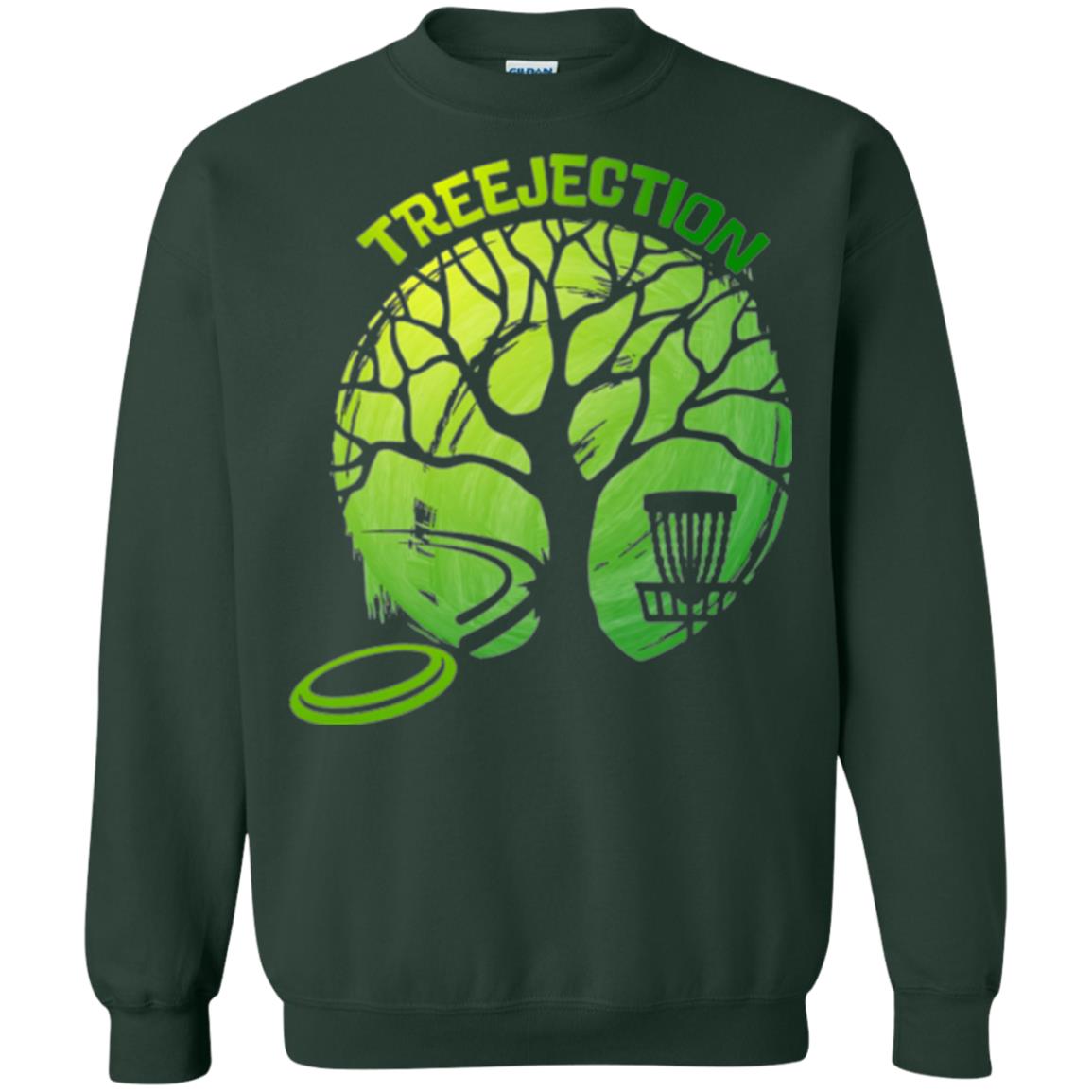 Funny Disc Golf T-shirt Treejection Forest Green