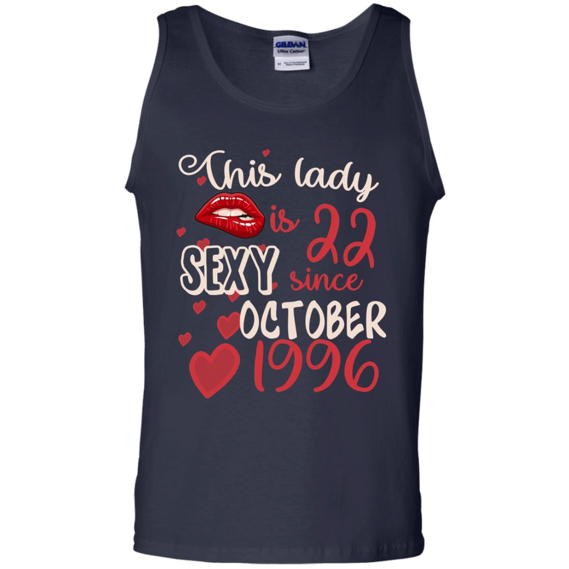 This Lady Is 22 Sexy Since October 1996 22nd Birthday Shirt For October Womens Navy