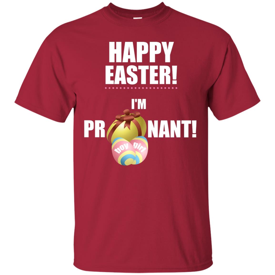 Happy Easter I Am Pregnant Pregnancy Announcement Shirt Cardinal