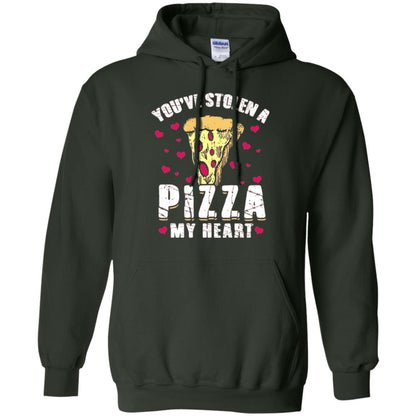 Funny Valentines Day Shirt Food Gift You_ve Stolen Pizza My Heart Forest Green