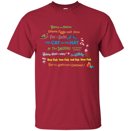 Read Across America Day T-shirt Dr. Seuss Book Title T-shirt Cardinal