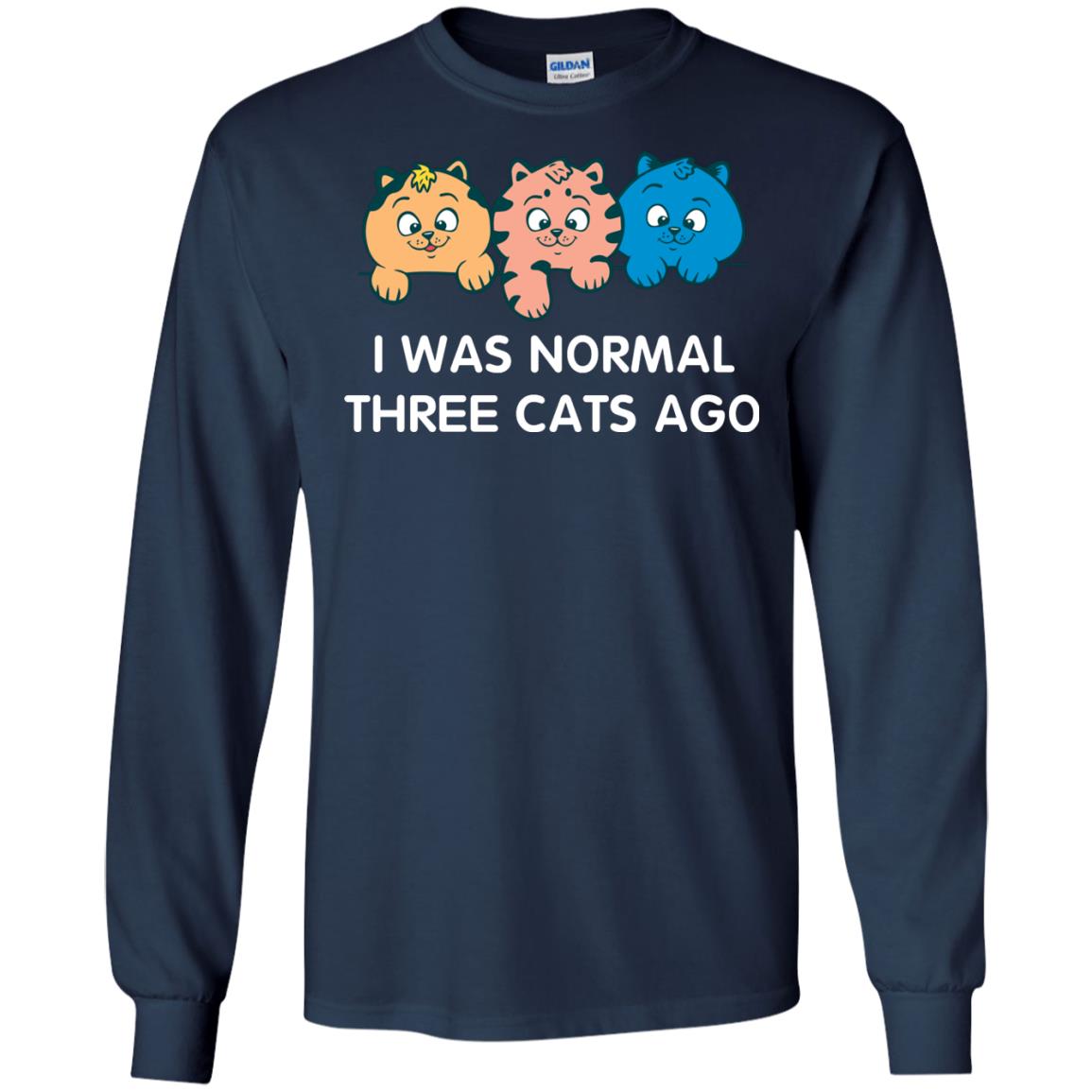 Cat Lover T-shirt I Was Normal Three Cats Ago Navy