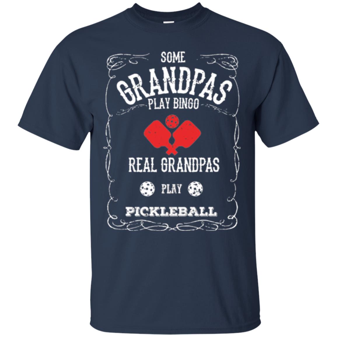 Papa T-shirt Real Grandpas Play Pickleball Navy