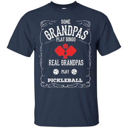 Papa T-shirt Real Grandpas Play Pickleball Navy