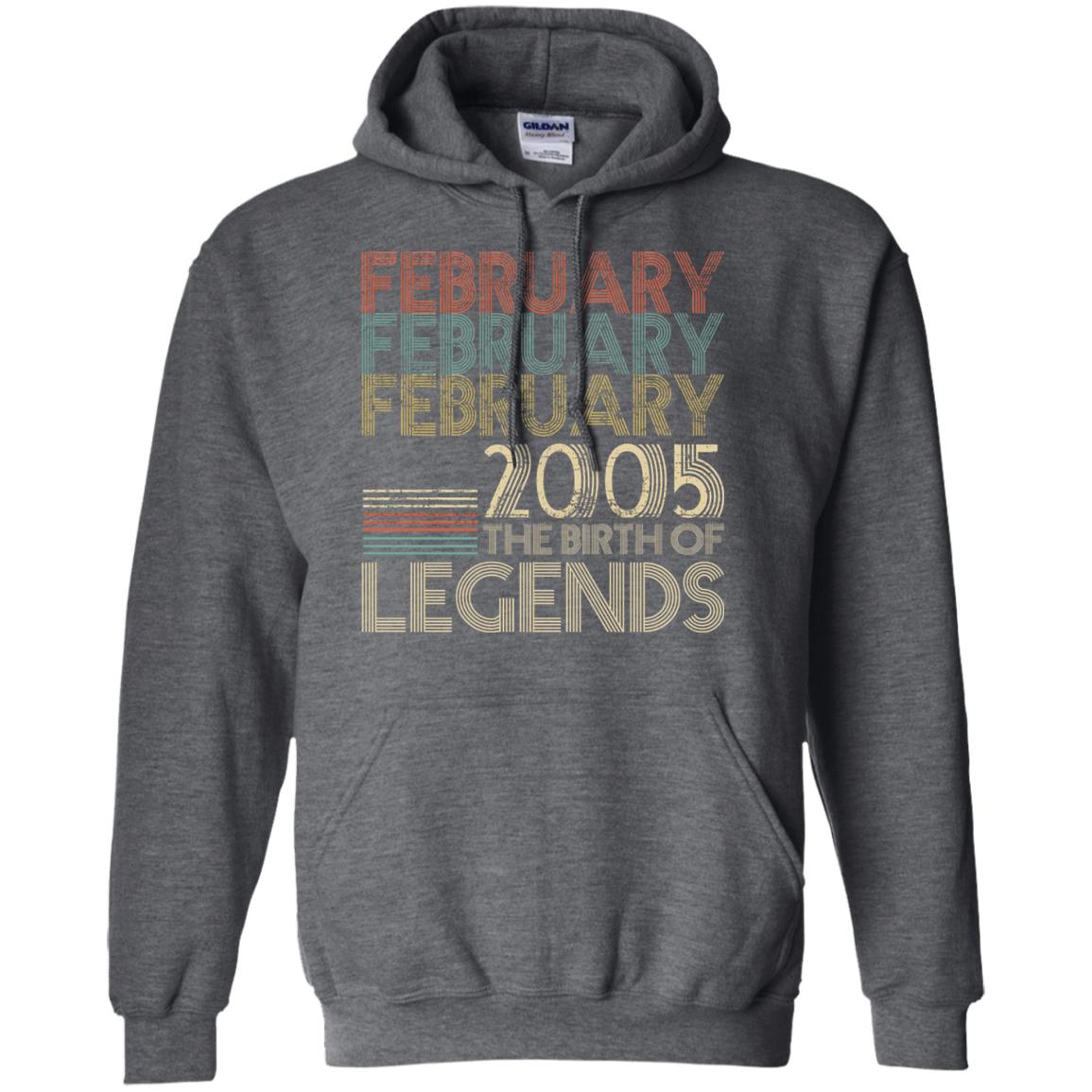 February Retro Classic Vintage 2005 The Birth Of Legends 13th Birthday T-shirt Dark Heather