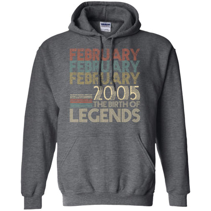 February Retro Classic Vintage 2005 The Birth Of Legends 13th Birthday T-shirt Dark Heather