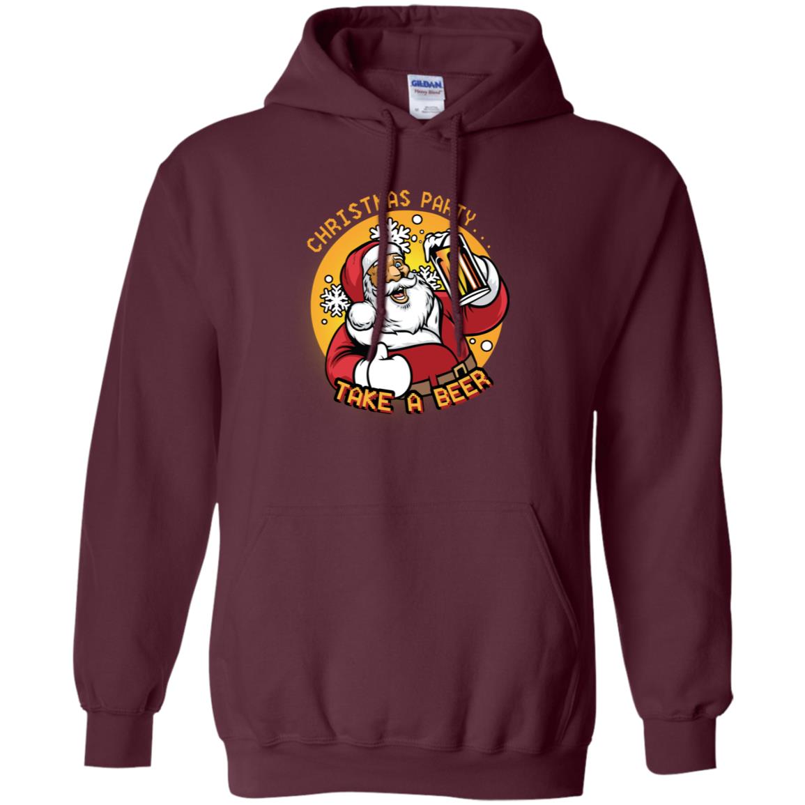 Christmas Party Take A Beer Santa X-mas Gift Shirt Maroon