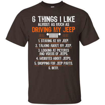 Funny Off Road Driving T-shirt 6 Things I Like Almost As Much As Dark Chocolate
