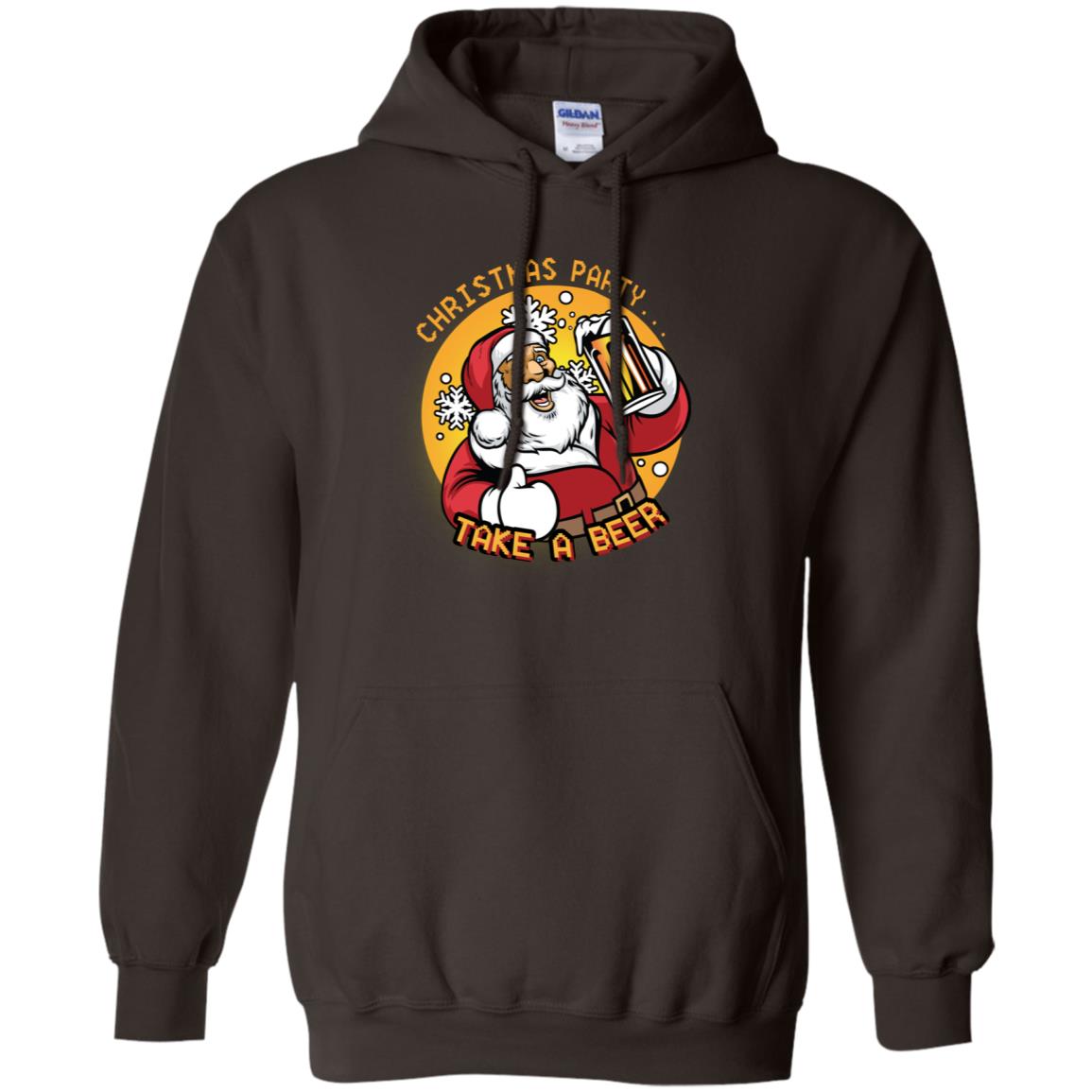 Christmas Party Take A Beer Santa X-mas Gift Shirt Dark Chocolate