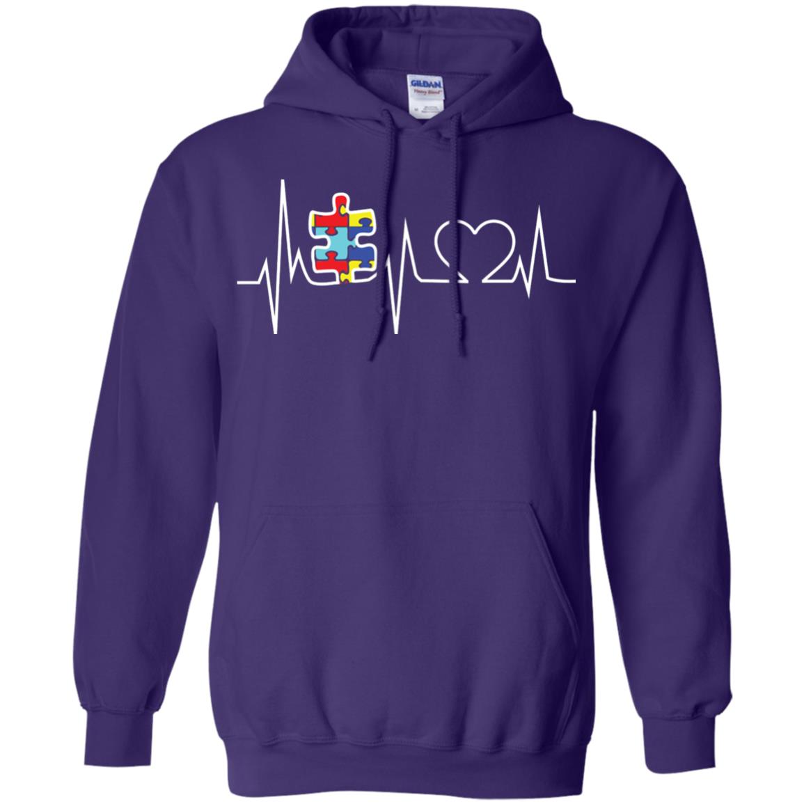 Autism Puzzle Heartbeat Autism Awareness Shirt Purple