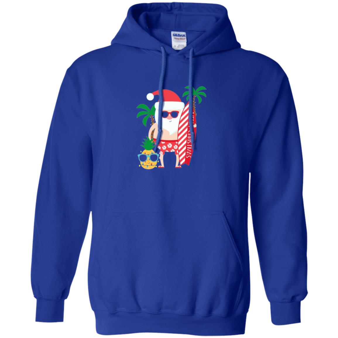 Christmas T-shirt Santa Claus Surfing Hawaiian Royal