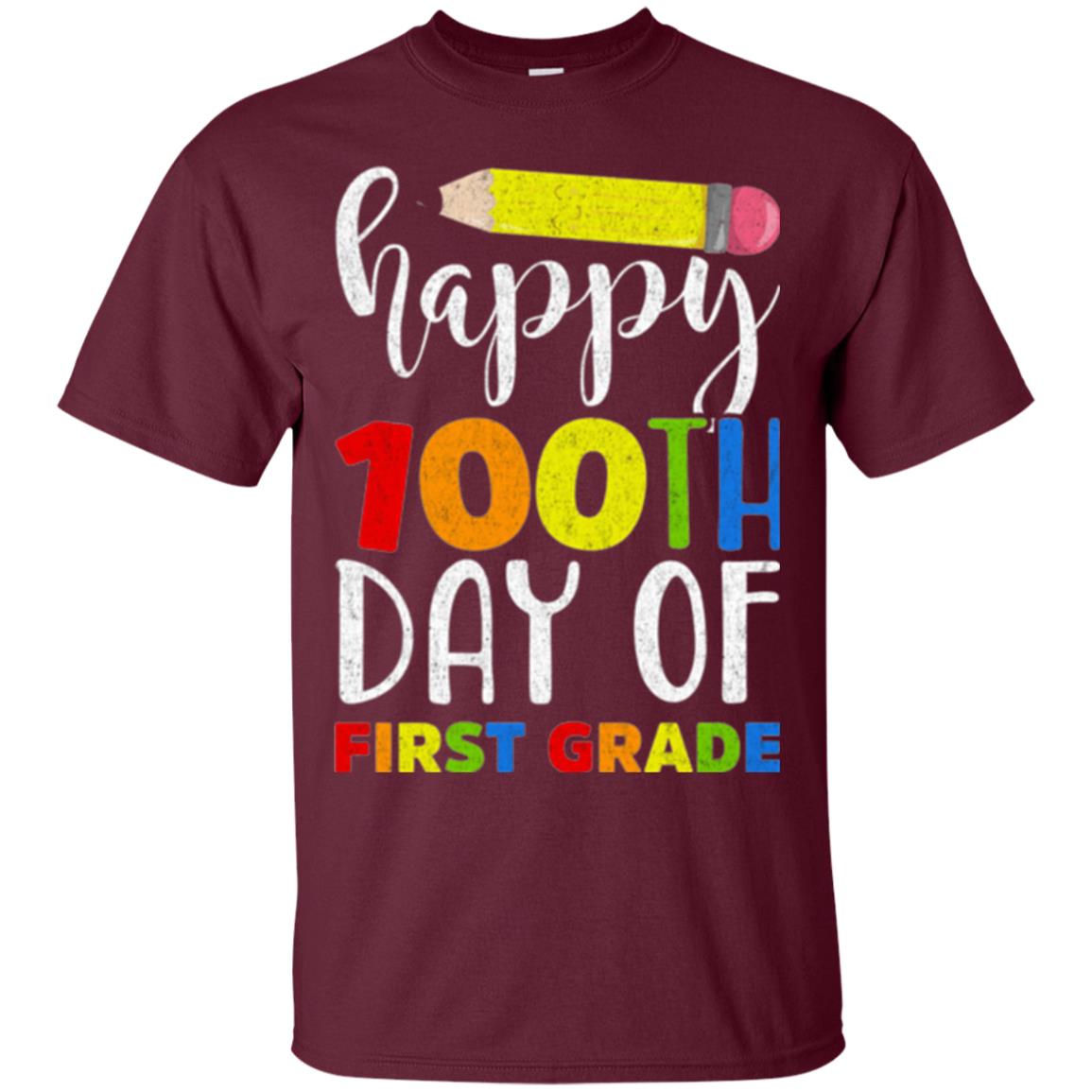 Children T-shirt Happy 100th Day Of First Grade Maroon