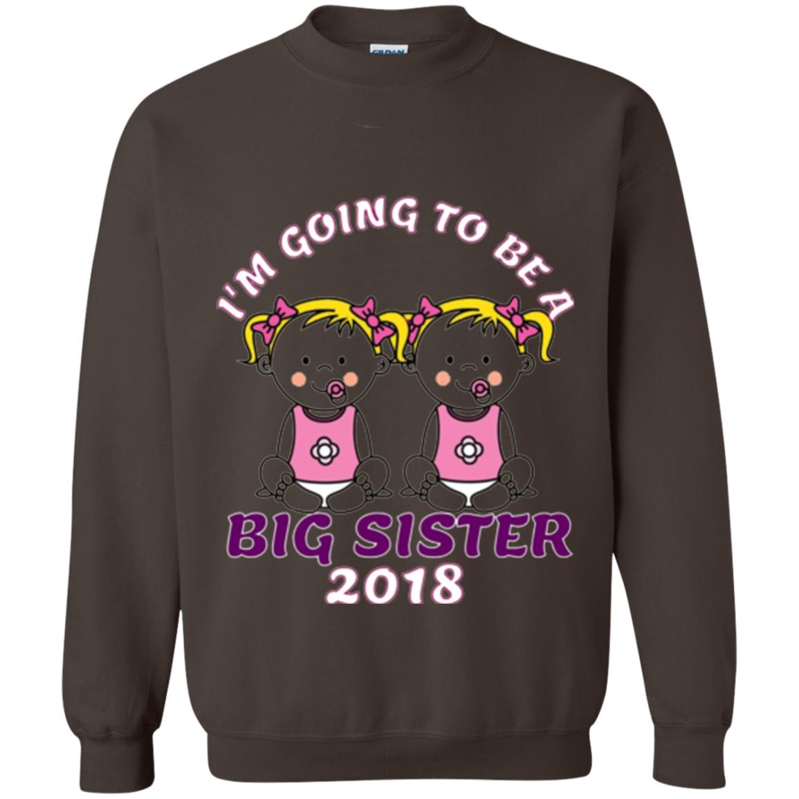 Family T-shirt I_m Going To Be A Big Sister Of Twins 2018 Dark Chocolate