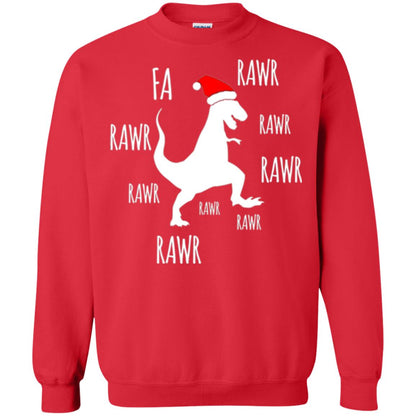 Christmas T-shirt Fa Rawr Rawr Funny T-rex Dinosaur Red