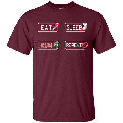 Christmas T-Shirt Eat Sleep Run Repeat Maroon