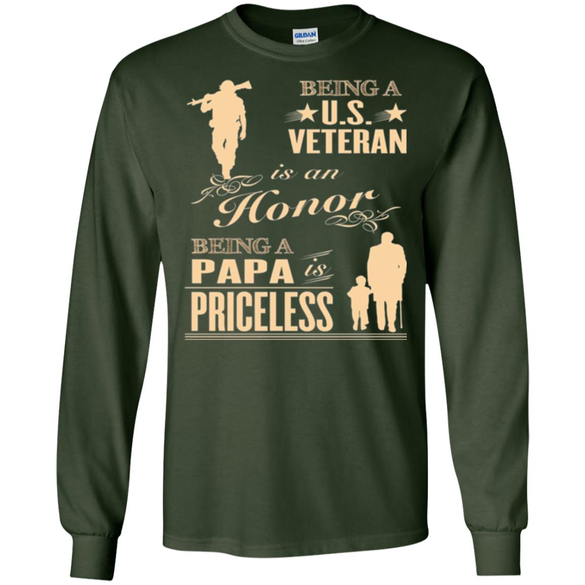 Papa T-shirt Being A U.s Veteran Forest Green