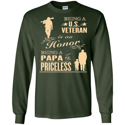Papa T-shirt Being A U.s Veteran Forest Green