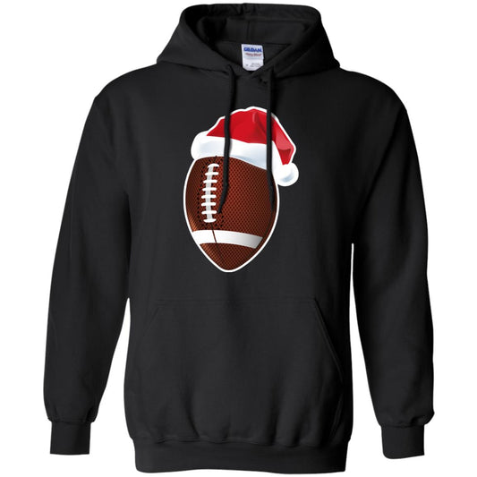 Football With Santa Claus Hat X-mas Shirt For Football Lovers Black