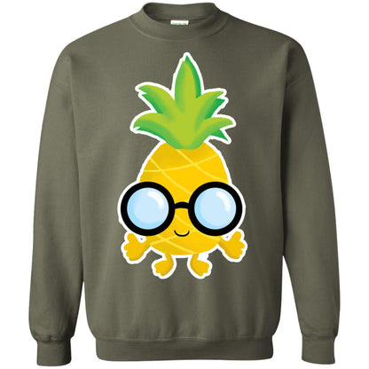Funny Pineapple With Glasses For Boys Mens Shirt Military Green