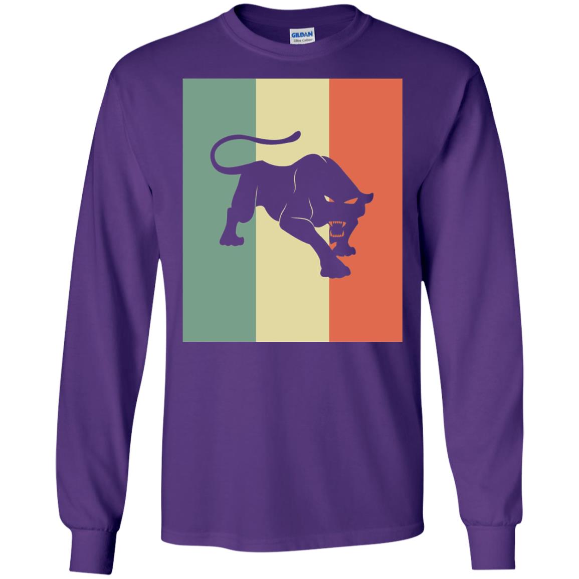Black Panther Silhouette Gift Shirt Retro Vintage Classic Tee Purple