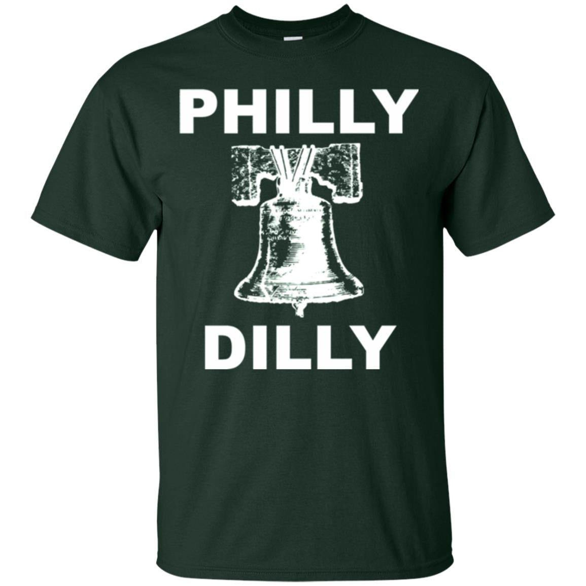 Football T-shirt Philly Dilly With Liberty Bell And Crack Philadelphia Forest Green