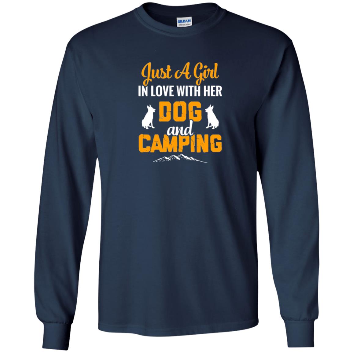 Just A Girl In Love With Her Dog And Camping Dog Lover T-shirt Navy