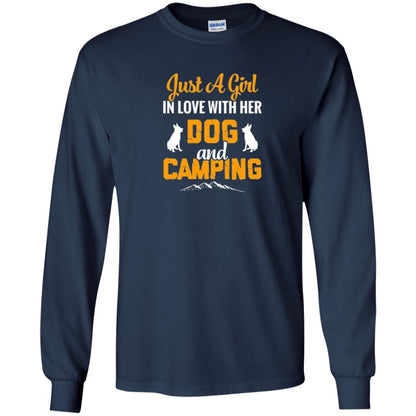 Just A Girl In Love With Her Dog And Camping Dog Lover T-shirt Navy