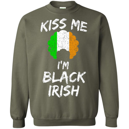 Kiss Me I_m Black Irish Funny St Patrick_s Day T-shirt Military Green