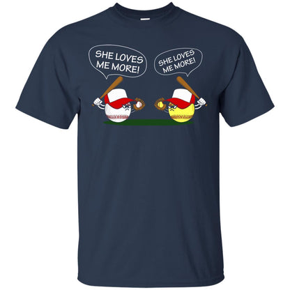 She Loves Me More Baseball Or Softball Shirt Navy