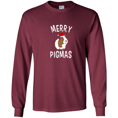 Guinea Pig Lover T-shirt Merry Christmas Pigmas Maroon