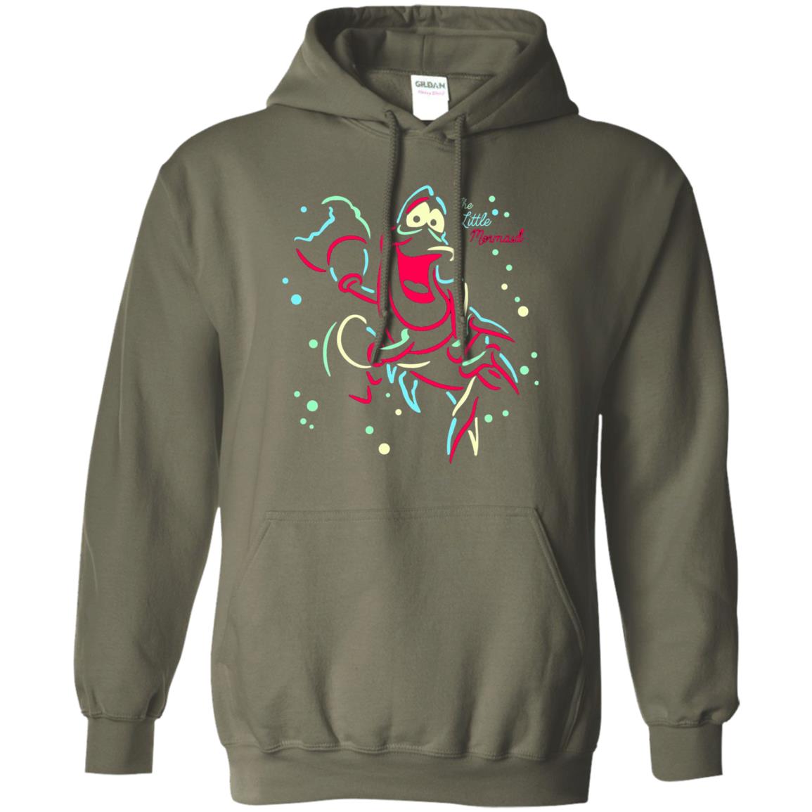 Disney Little Mermaid Neon Sebastian Graphic T-shirt Military Green