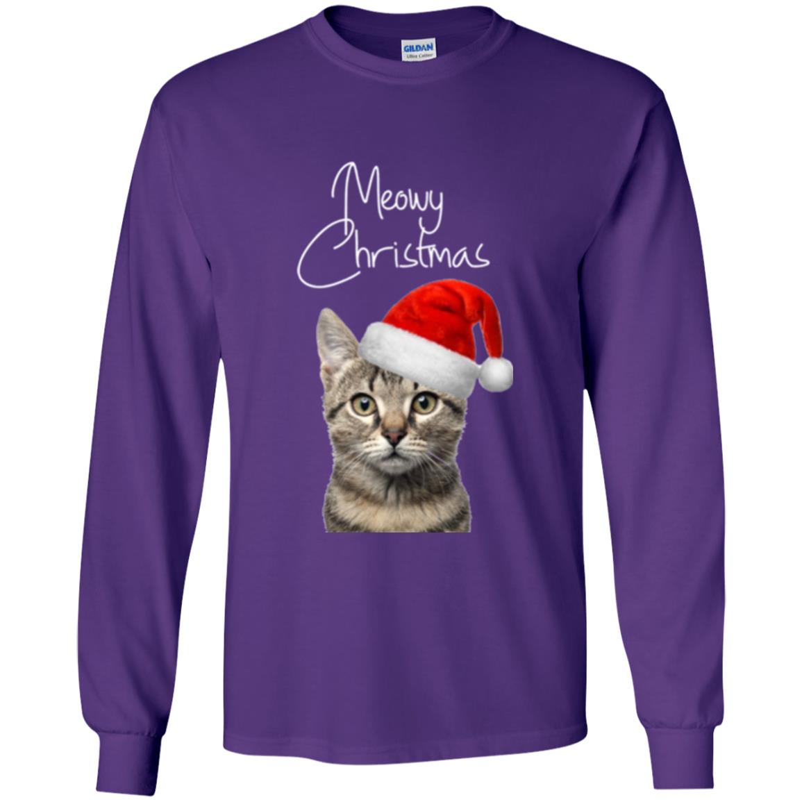 Cat Lovers T-shirt Merry Christmas Purple