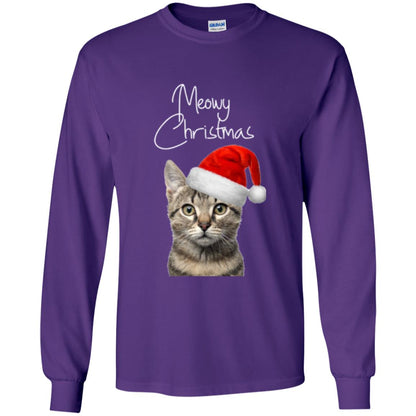 Cat Lovers T-shirt Merry Christmas Purple