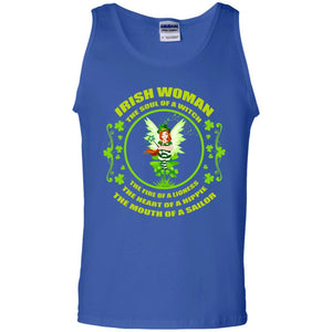 Irish Woman The Soul Of A Witch The Fire Of A Lioness The Heart Of A Hippie The Mouth Of A SailorG220 Gildan 100% Cotton Tank Top