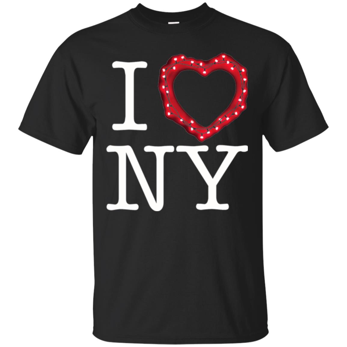 I Heart Love Ny Glowing String Lights New York T-shirt Black