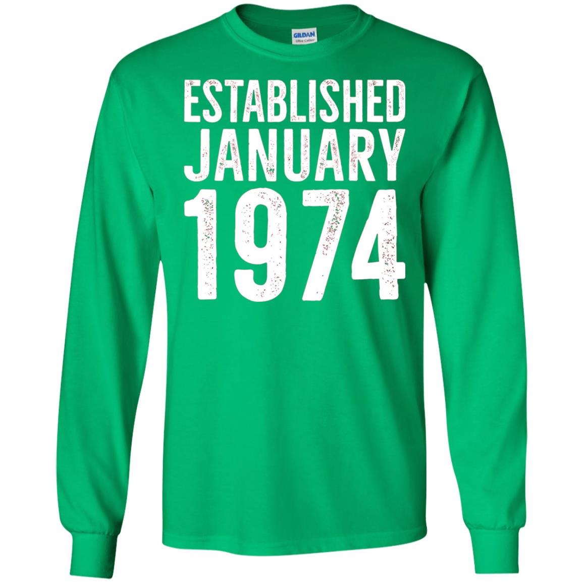 Established January 1974 43rd Birthday T-shirt Irish Green
