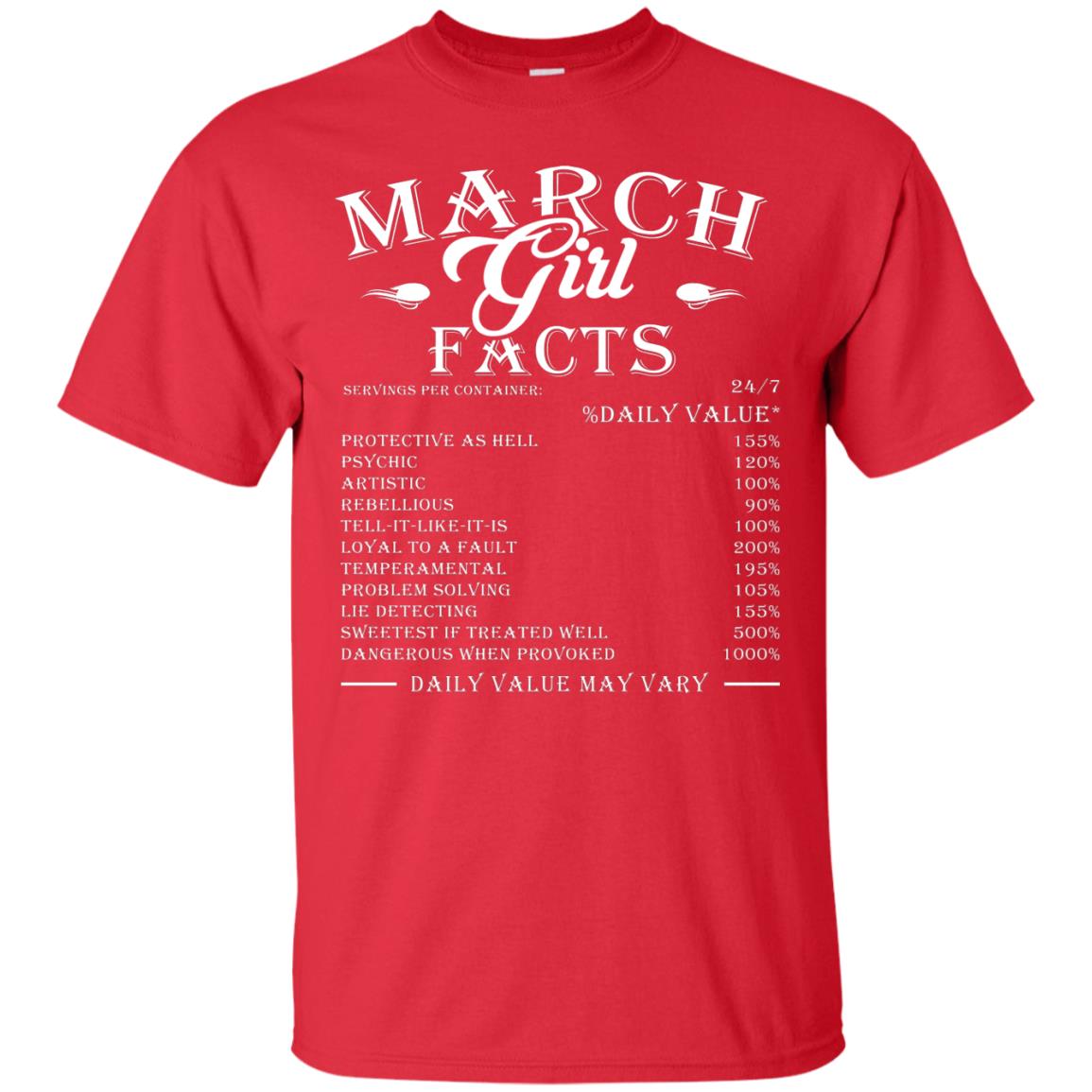 March Girl Facts Facts T-shirt Red