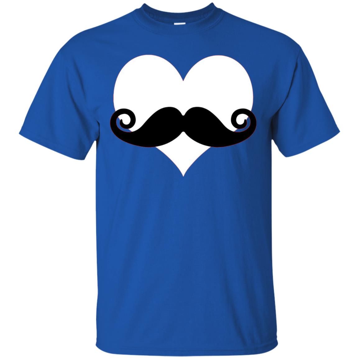 Mustache Heart Valentines Day T-shirt Royal