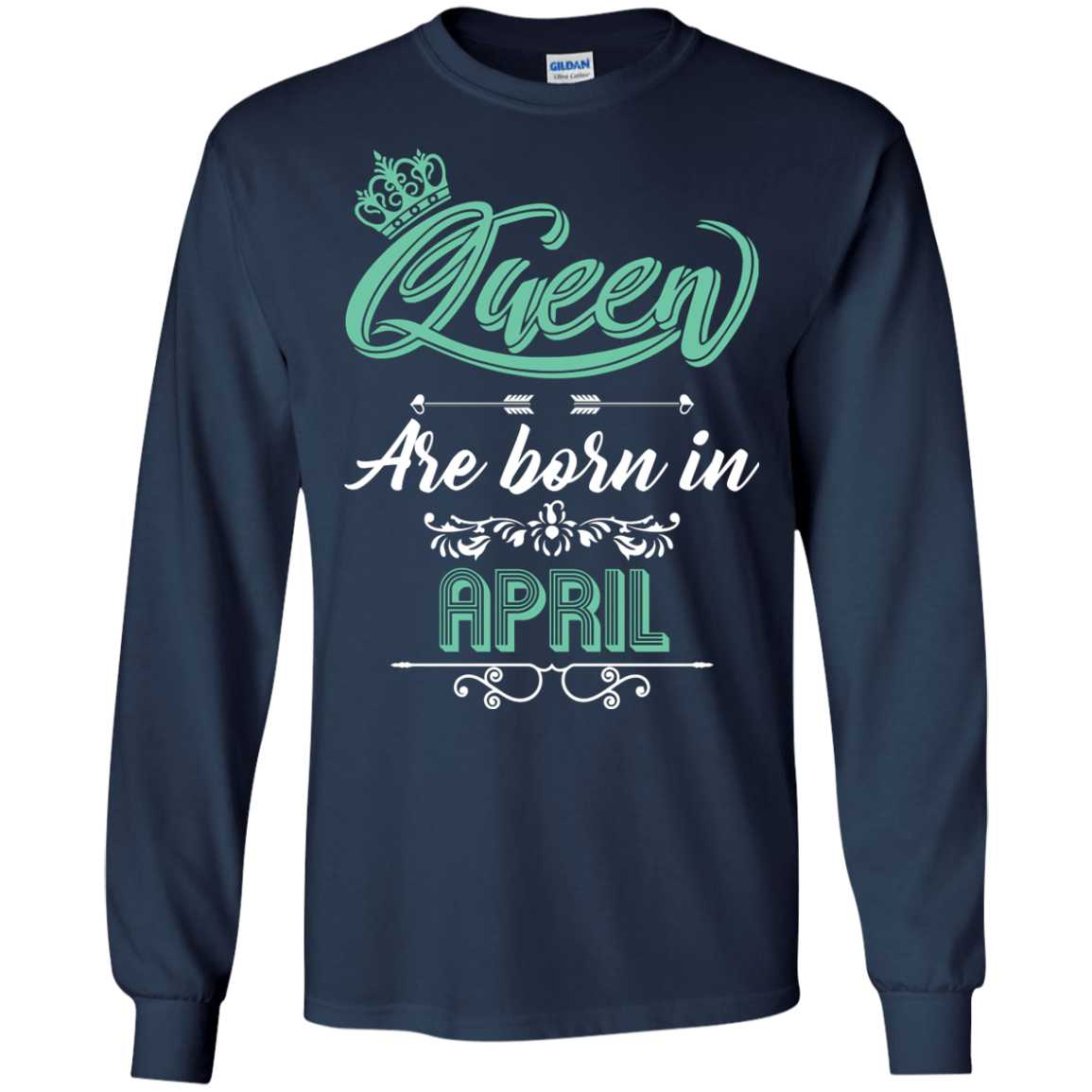 Brithday T-Shirt Queen Are Born In April Navy