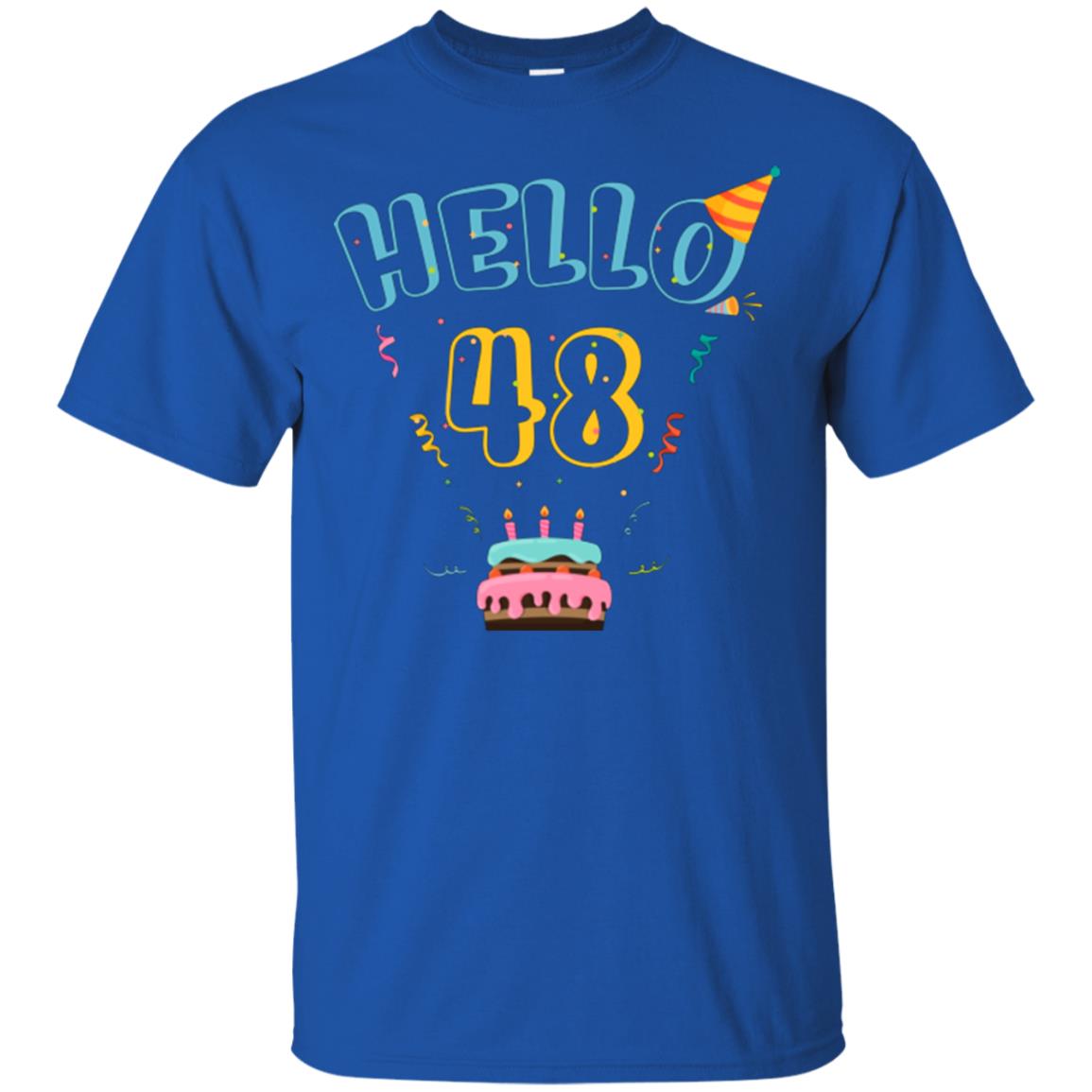Hello 48 Forty Eight 48th 1970s Birthday Gift Shirt Royal