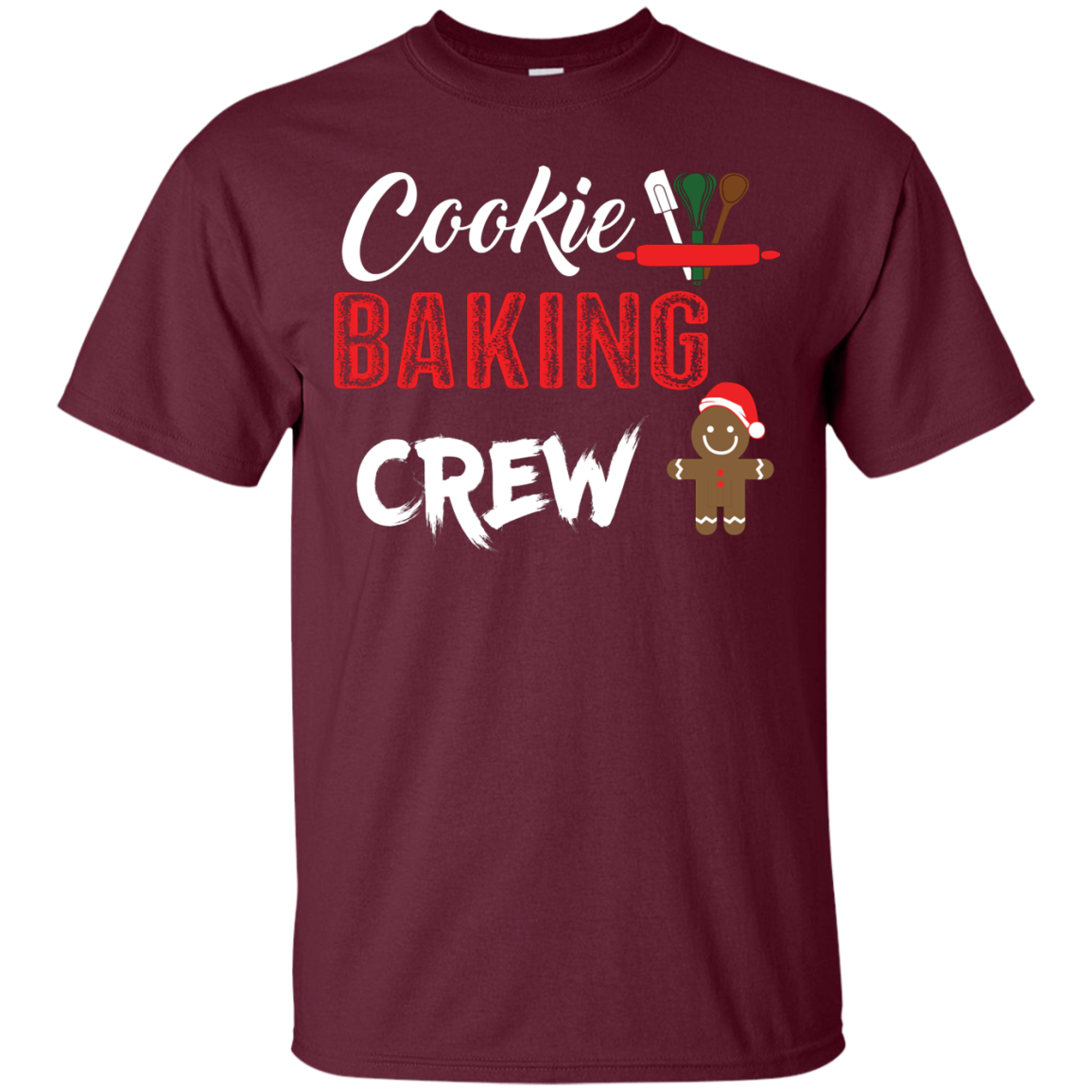 Christmas T-Shirt Cookie Baking Crew Maroon
