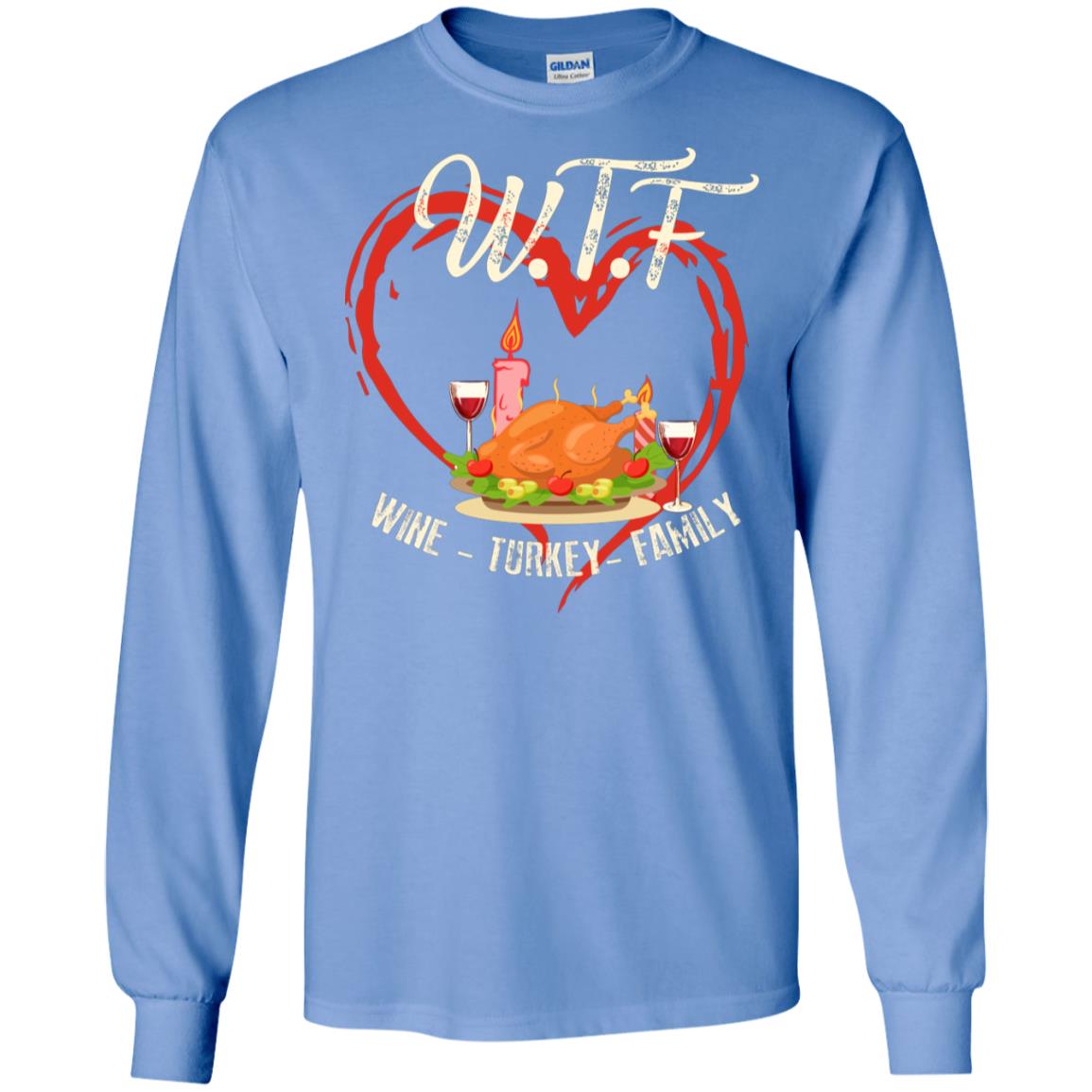 Turkey Wine Family Thanksgiving Drinking Gift Shirt For Family Carolina Blue