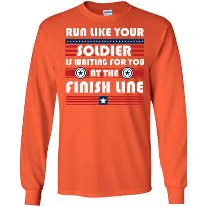 Soldier T-shirt Run Like Your Soldier Is Waiting For You At The Finish Line Orange