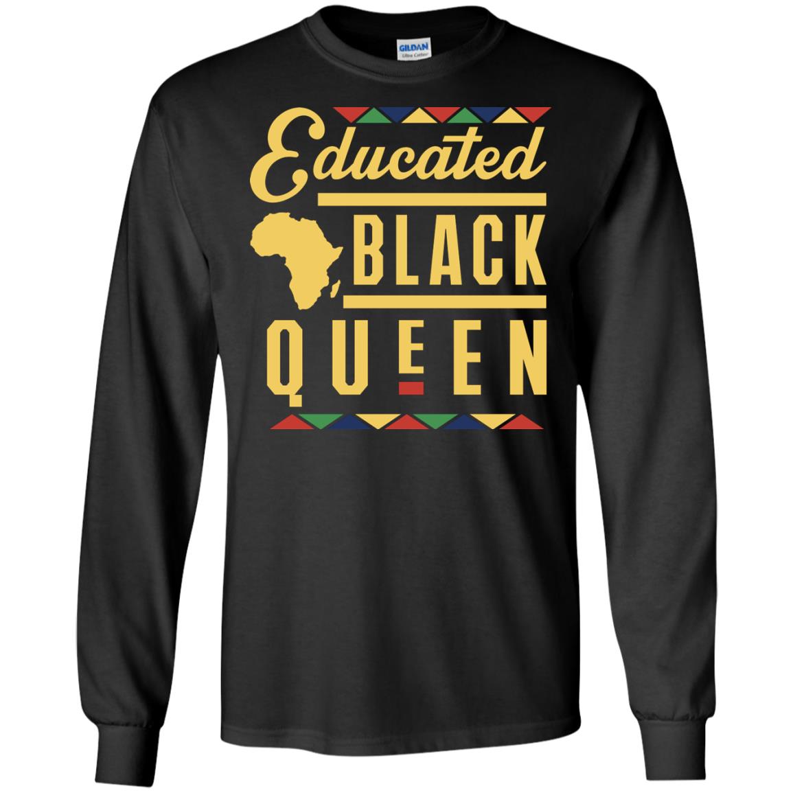 African American T-shirt Educated Black Queen Black